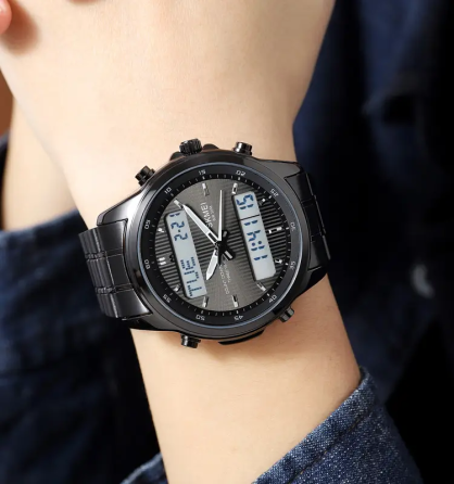 Годинник чоловічий наручний Skmei 2049 на сталевому браслеті (Чорні з білим табло) Вінниця