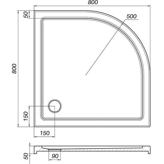 Душовий піддон півкруглий PILICA RS80I BRAVO (1уп.) (000028406) Київ