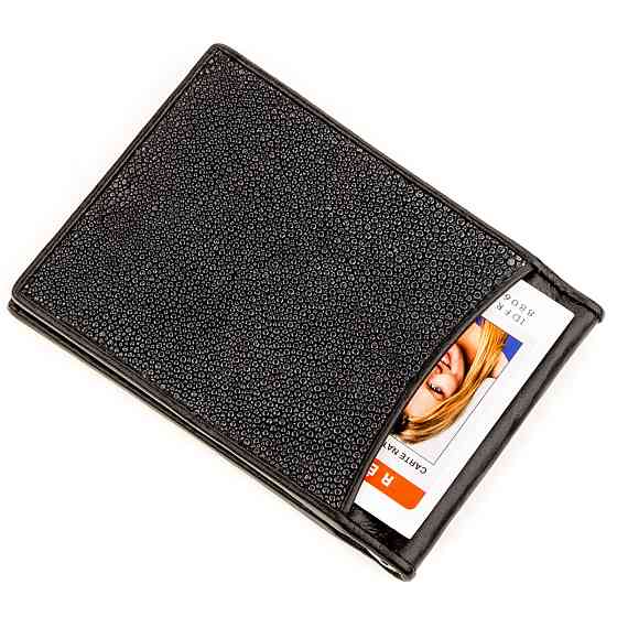 Зажим для денег STINGRAY LEATHER 18293 из натуральной кожи морского ската Черный Киев