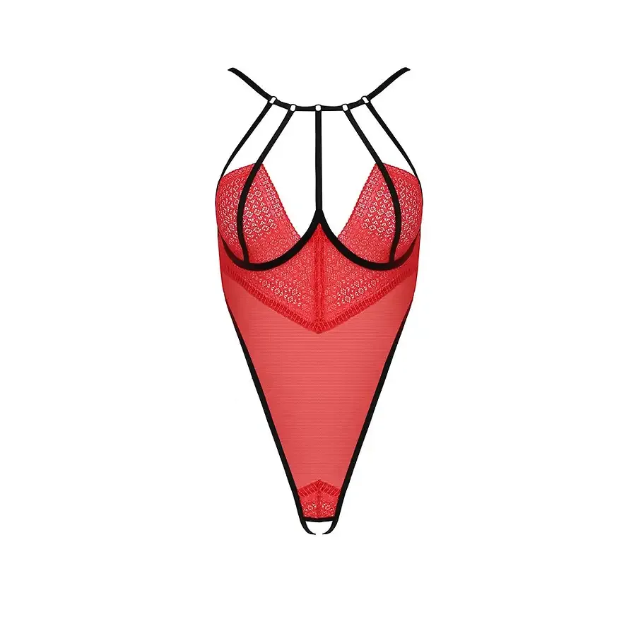 Боді з високим вирізом стегна Passion Exclusive AKITA BODY S/M, red Львов - изображение 5