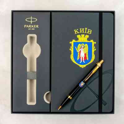 Ручка кулькова Parker IM 17 CITY Black GT BP Герб Києва + блокнот Parker + подар.упак. GIFT24 (22032b24_C0010u) Вінниця