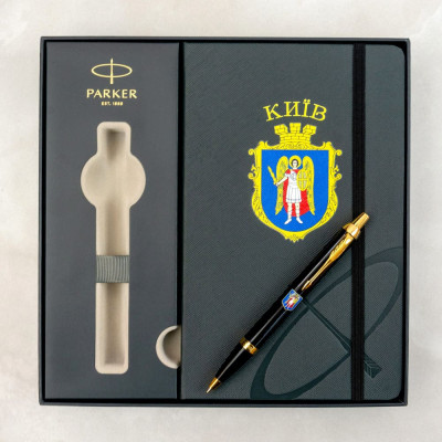 Ручка кулькова Parker IM 17 CITY Black GT BP Герб Києва + блокнот Parker + подар.упак. GIFT24 (22032b24_C0010u) Вінниця - фото 6