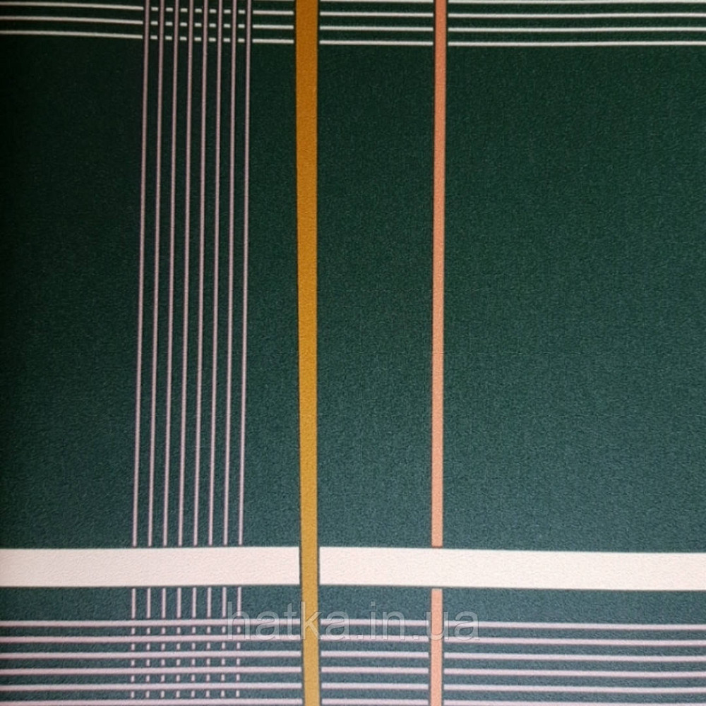 Обои виниловые  Lutece Bensimon геометрия полосы квадраты белые желтые коричневые оранжевые на темно зеленом Киев - изображение 3