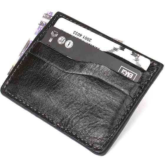 Кожаный картхолдер GRANDE PELLE 11500 Черный Киев