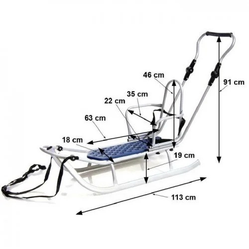 Санки коляска дитячі Adbor Piccolino зі спинкою, ручкою, капюшоном і конвертом для дітей Сірий Київ - фото 6