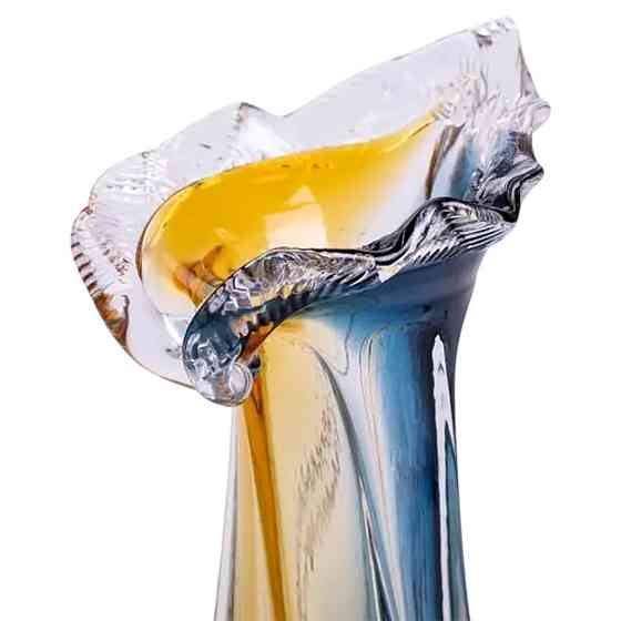 Yiwu Декоративна скляна ваза для квітів 22 см фігурна ваза 200 мл Жовто-синя HP-9-6 Коломия