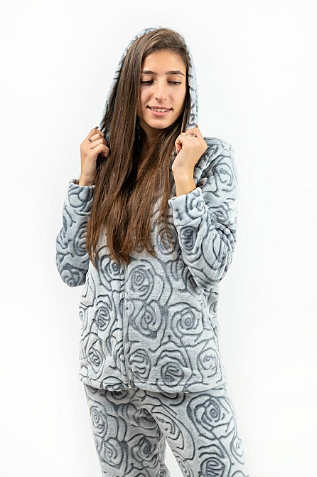 Домашній теплий костюм жіночий "Троянди" з капюшоном топ Крохатушка одяг Київ - фото 5