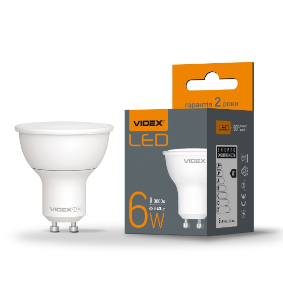 Лампа MR16e 6W GU10 3000K 220V LED Videx Житомир