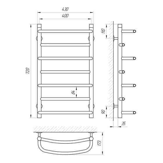 Водяна сушарка для рушників Laris Євромікс П7 400x700 Київ