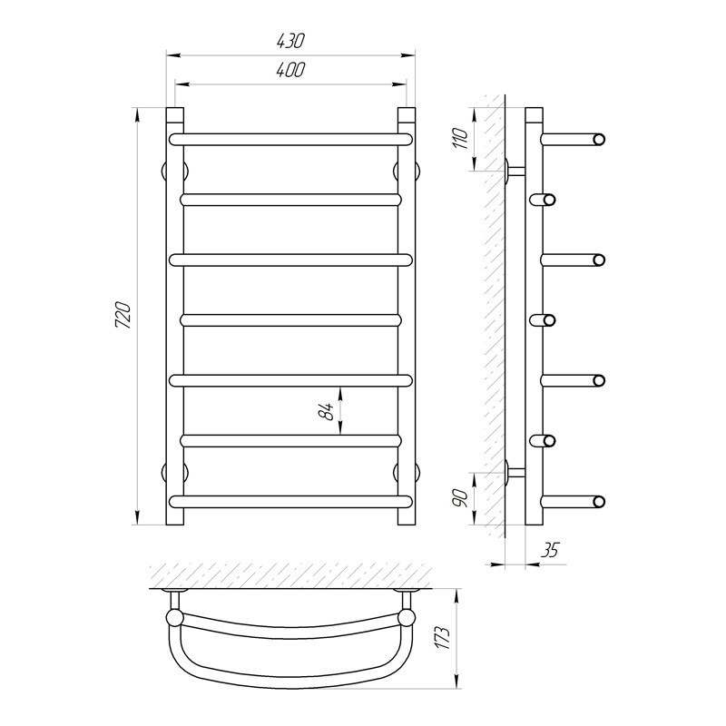 Водяна сушарка для рушників Laris Євромікс П7 400x700 Київ - фото 6