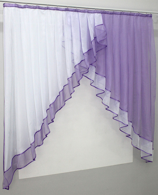 Кухонная занавеска VR-Textil № 023к сиреневый с белым 150х150 см (50-519) Киев - изображение 2
