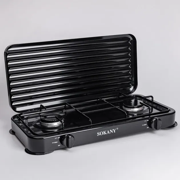 Двухконфорочная газовая настольная плита SK-6002 с регулируемым пламенем и равномерным нагревом Киев - изображение 4