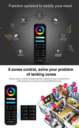 Milight Пульт керування 8-ми зонний чорний Dual White/RGB/RGBW/CCT Київ