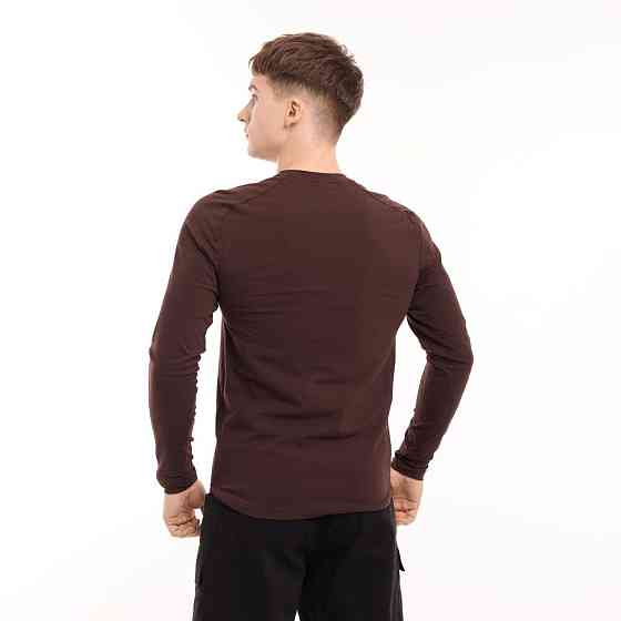 Шоколадный мужской лонгслив Pobedov Dune. Черная мужская кофта из кулира Киев