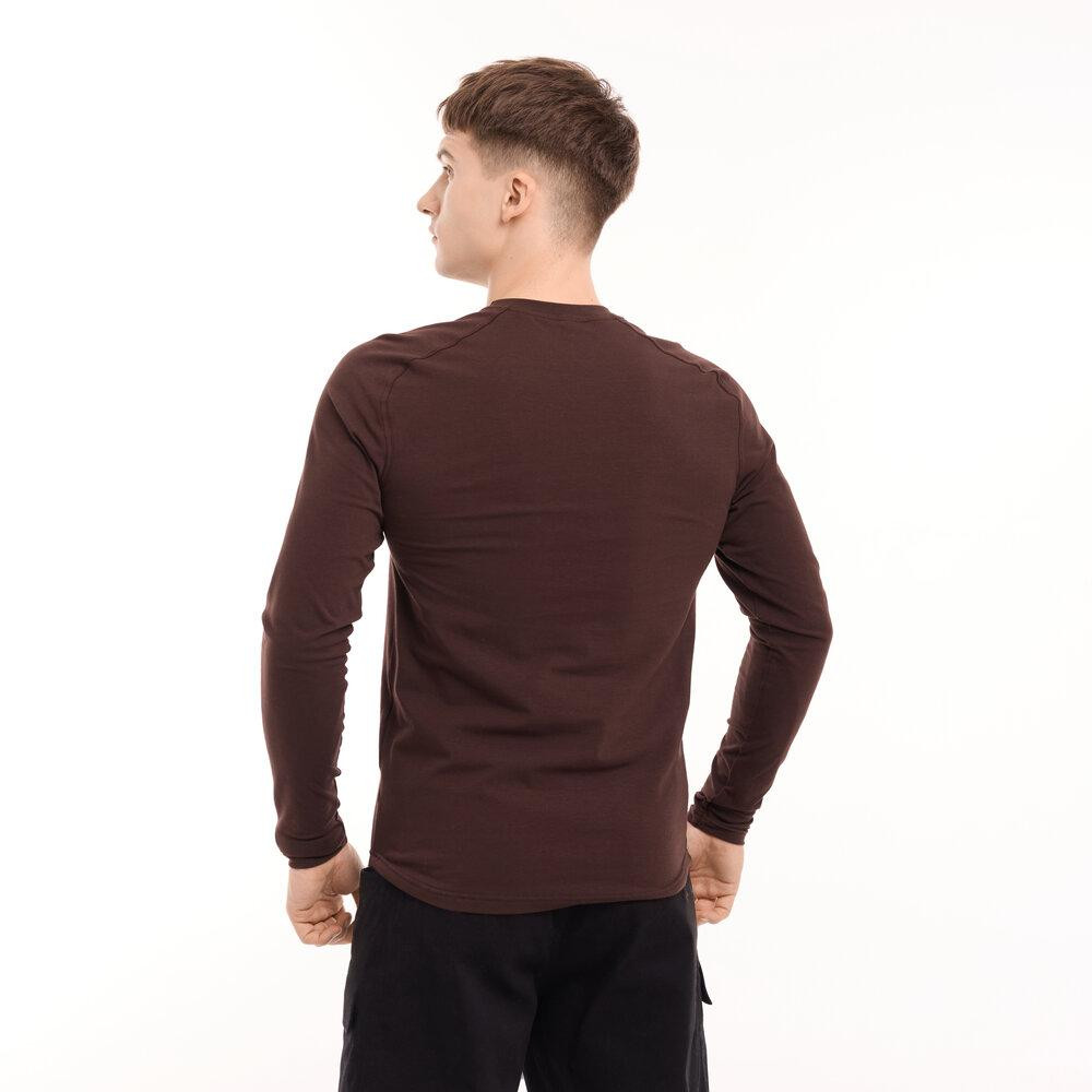 Шоколадный мужской лонгслив Pobedov Dune. Черная мужская кофта из кулира Киев - изображение 4