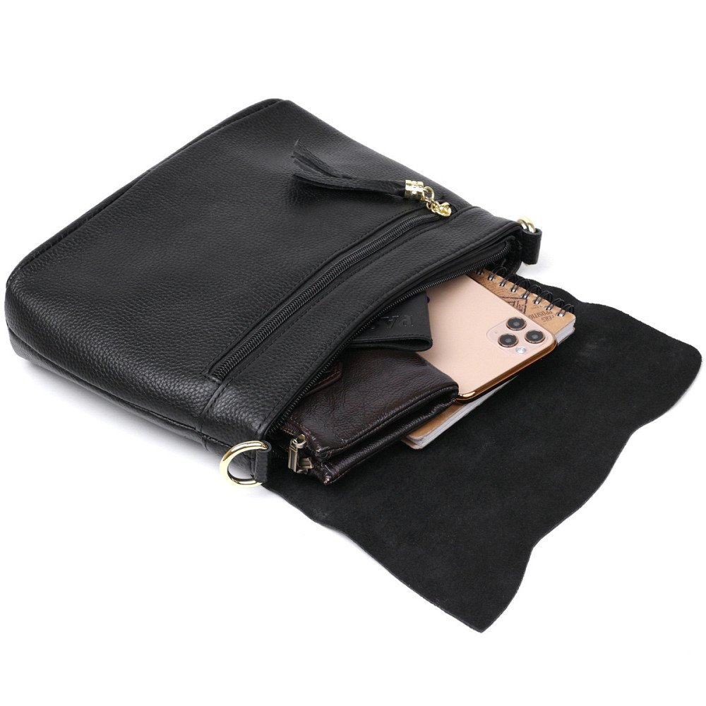 Невелика жіноча шкіряна сумка Vintage 20685 Чорний Київ - фото 6