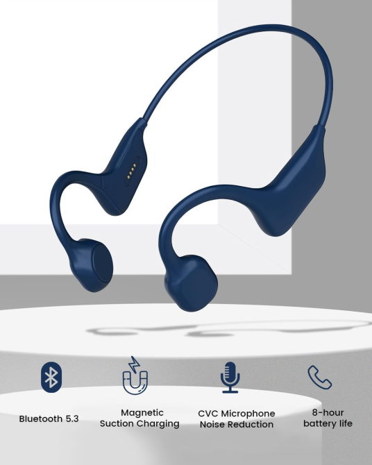 Навушники SANOTO DG08-MSUK з кістковою провідністю, Bluetooth 5.3, IPX7, до 8 годин, Open Ear, спортивні, сині Київ - фото 7