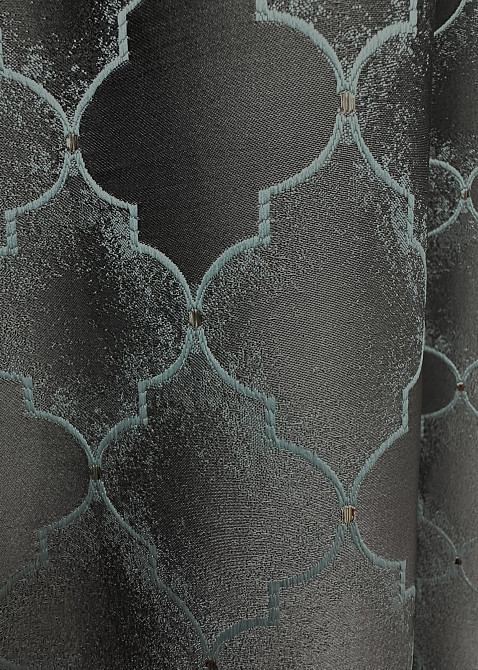 Комплект готовых штор VR-Textil Жаккард SAPFIR № 1754ш Графитовый с бирюзовым 150х300 см 2 шт (33-0712) Киев - изображение 8