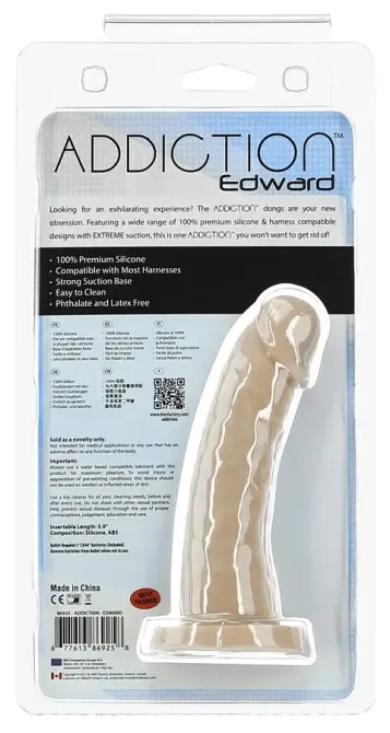 Вигнутий фалоімітатор на присосці ADDICTION — Edward 6″ Curved Dong, віброкуля в подарунок Львов - изображение 6