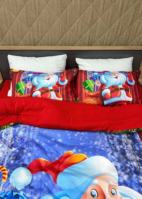 Комплект постільної білизни Фланель, Євро 200х220 з Різдвяним (Новорічним) принтом (88-201) Київ - фото 7