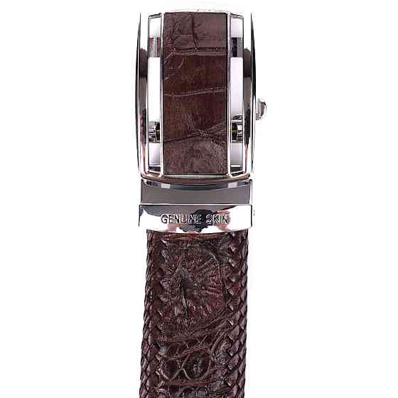Ремінь-автомат CROCODILE LEATHER 18171 з натуральної шкіри крокодила Коричневий Київ