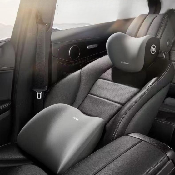 Набор подушек ортопедических под шею и спину в машину,подушки на подголовник и спинку сиденья,светло-серые Каменец-Подольский