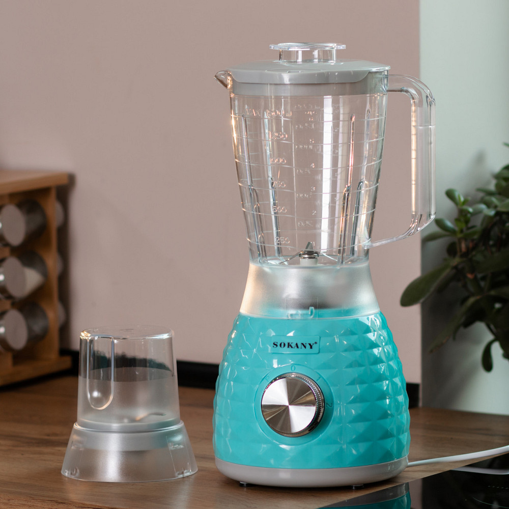 Блендер с чашей объемом Sokany SK-03030 1,5 л и кофемолкой 500 Вт 2-скоростной Киев - изображение 9