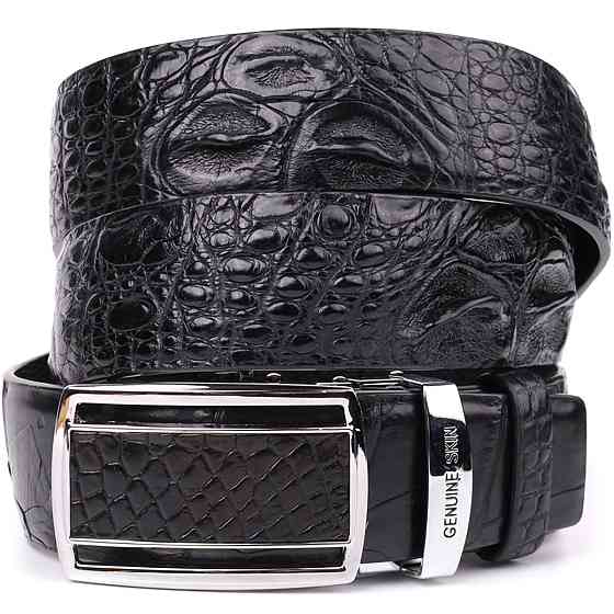 Ремень-автомат CROCODILE LEATHER 18239 из натуральной кожи крокодила Черный Киев