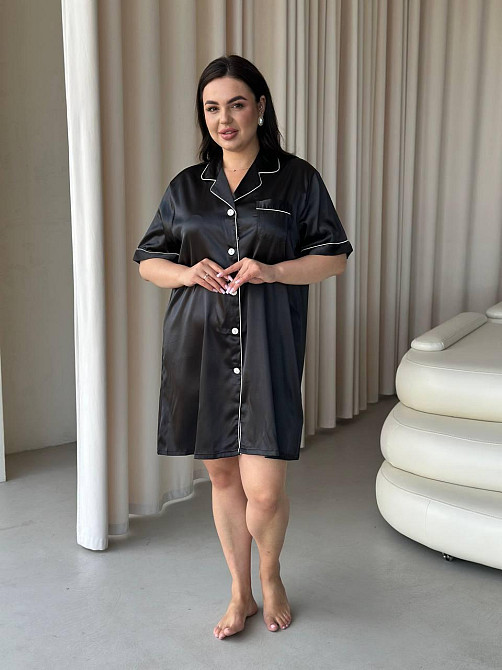 Жіноча шовкова нічна сорочка великих розмірів Ночнушка PLUS SIZE Одяг для дому Сукня для сну шовк Армані Одеса - фото 10