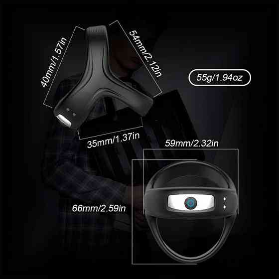 Тройное эрекционное виброкольцо на пенис и мошонку USB - Черный Винница