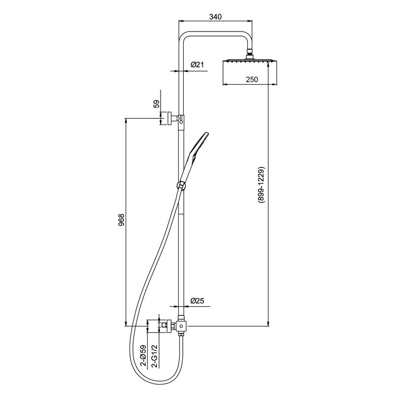 Душова колона Koer KI-53017-02 з термостатичним змішувачем із нержавіючої сталі SUS304, 2 функції Харків - фото 2
