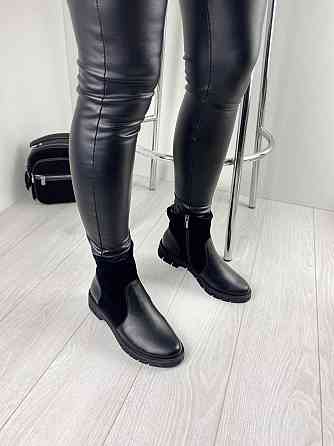 Жіночі черевики 21772 чорні шкіра+замша натуральна висота 11см (38р.39р.40р.) (1211) Коломия