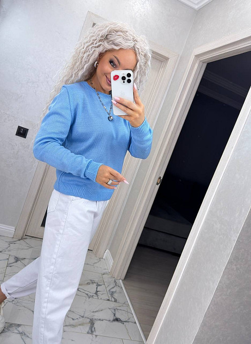 Джемпер кофта в'язаний теплий жіночий базовий Блакитний Київ - фото 2