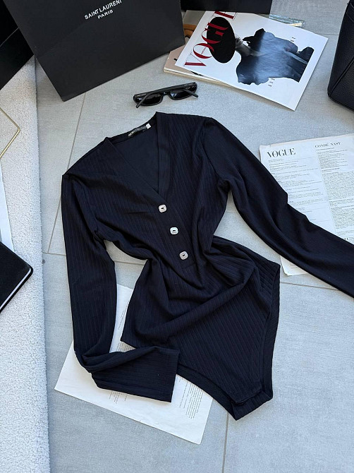 Женское теплое базовое боди из ангоры рубчик Черный, 48/50 Одесса - изображение 1