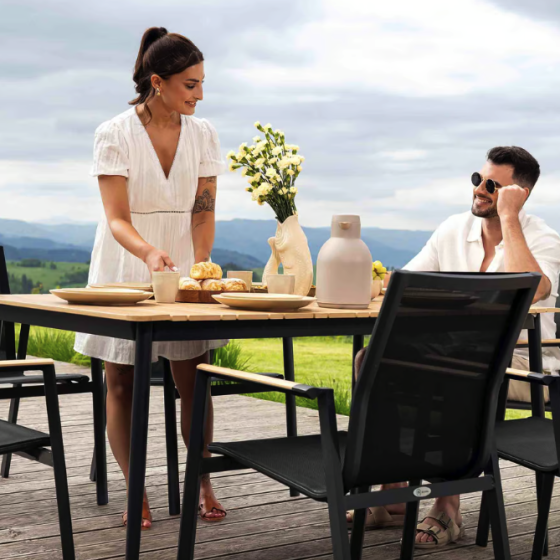 Комплект садових меблів Di Volio Brivio 6+1 чорний/бежевий Київ