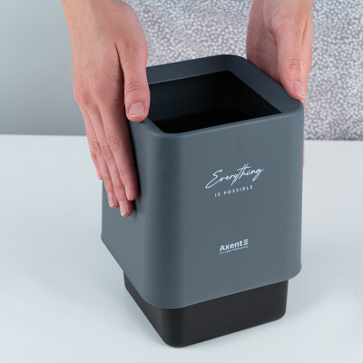 Кошик для паперів Axent Настільний контейнер для сміття, квадратний, сірий (2132-03-A) Вінниця - фото 5