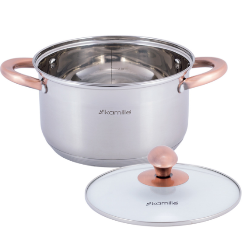 Каструля нержавіюча сталь 4,5л з кришкою порожнисті ручки 4933 KAMILLE Житомир - изображение 4