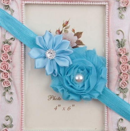 Пов'язка на голову дитяча блакитна - розмір декору 9см, розмір універсальний (на резинці) Київ - фото 1