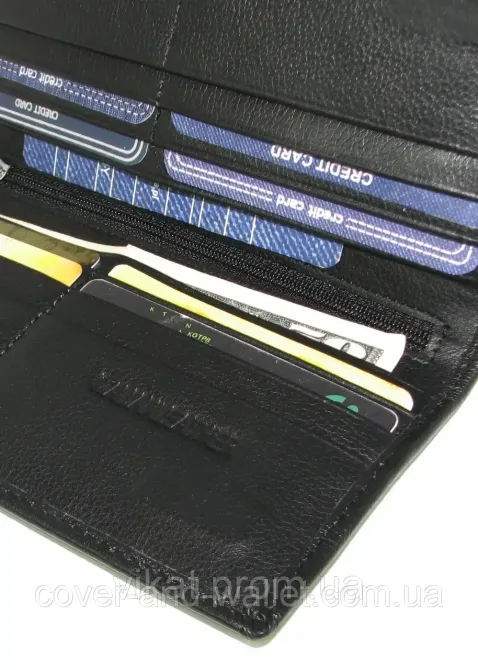 Тонкий шкіряний чоловічий гаманець на магнітах і блискавці ST 006 black Київ - фото 9