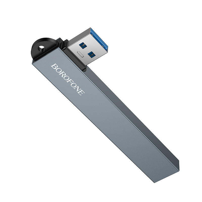 USB-хаб BOROFONE FH1 4-in-1 converter(USB to USB2.0*3+USB3.0) Metal Gray Одеса - фото 4