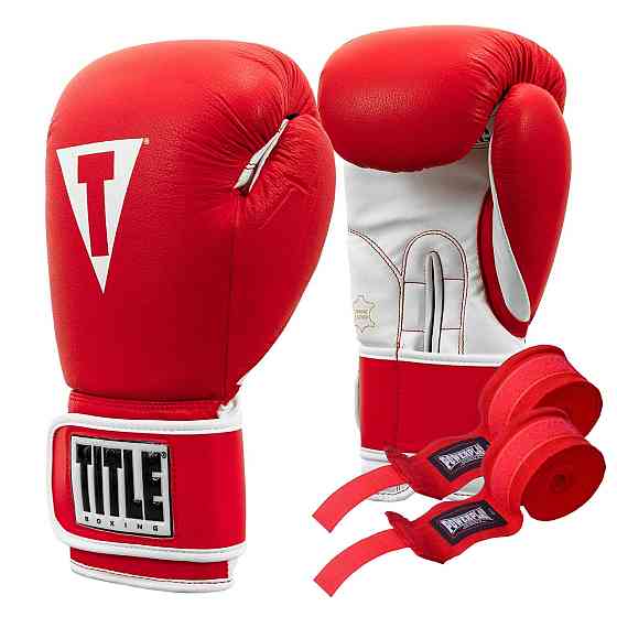 Боксерські рукавиці TITLE Boxing Pro Style Leather Gloves3.0 Red/White 16 oz (бинти 4м. в комплекті) Каменское