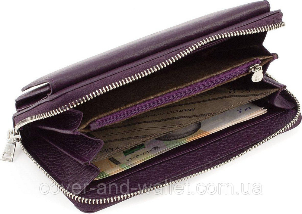 Жіночий фіолетовий гаманець-клатч із натуральної шкіри на змійці Marco Coverna MC 6054-11 Київ - фото 4