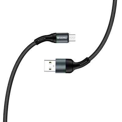 Дата кабель USB 2.0 AM to Micro 5P 1.0m nylon black ColorWay (CW-CBUM045-BK) Винница