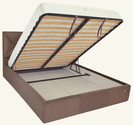 Ліжко Двоспальне Leeds Comfort 160 х 190 см З підйомним механізмом та нішою для білизни Коричневий Київ