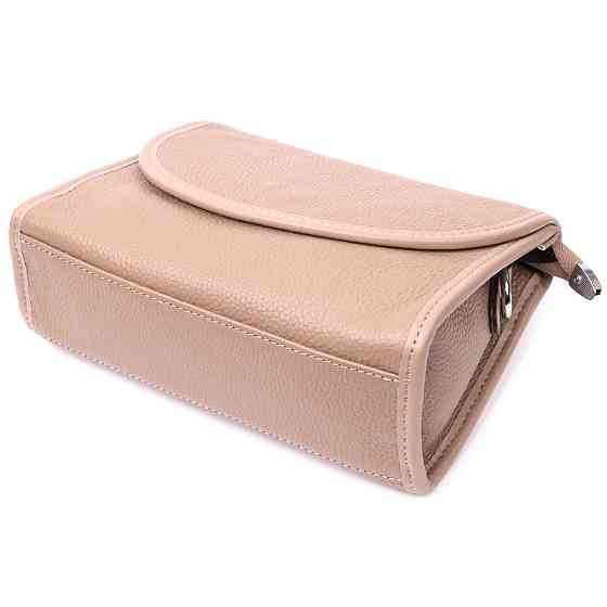 Шкіряна сумка жіноча з напівкруглим клапаном Vintage 22257 Бежева Київ