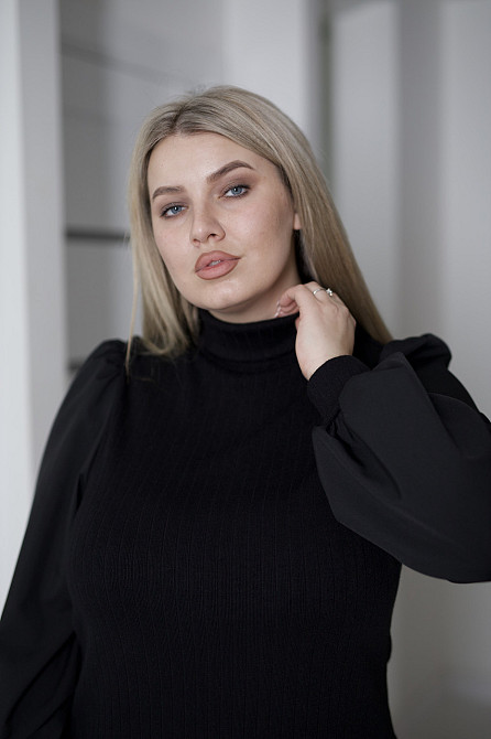 Женская элегантная кофта гольф в рубчик Dazy 54-56, Черный Киев - изображение 2