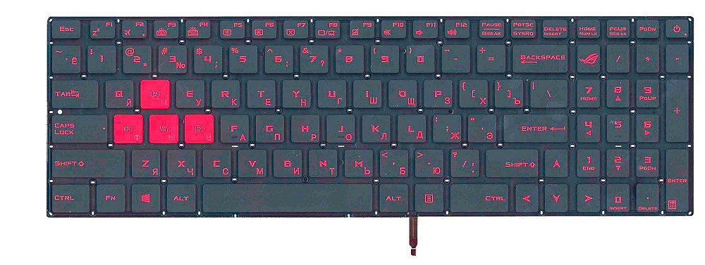 Клавиатура для ноутбука Asus ROG (GL702) с подсветкой (Light), Black, (No Frame) RU Вінниця - фото 2