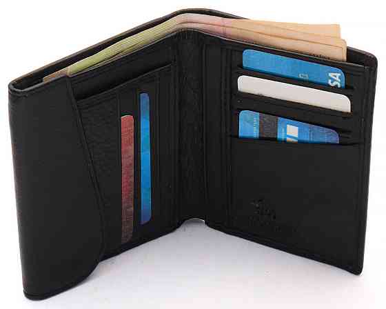 Черный мужской кошелек вертикального типа из натуральной кожи на магните Marco Coverna MC-1286 Киев