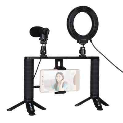 Набор блогера Puluz 4in1 (ring light, mount, phone holder, microphone) (PKT3028) Винница