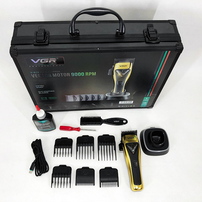 Машинка для стрижки VGR V-015 акумуляторна бездротова професійна YO-959 6 насадок Київ - фото 3